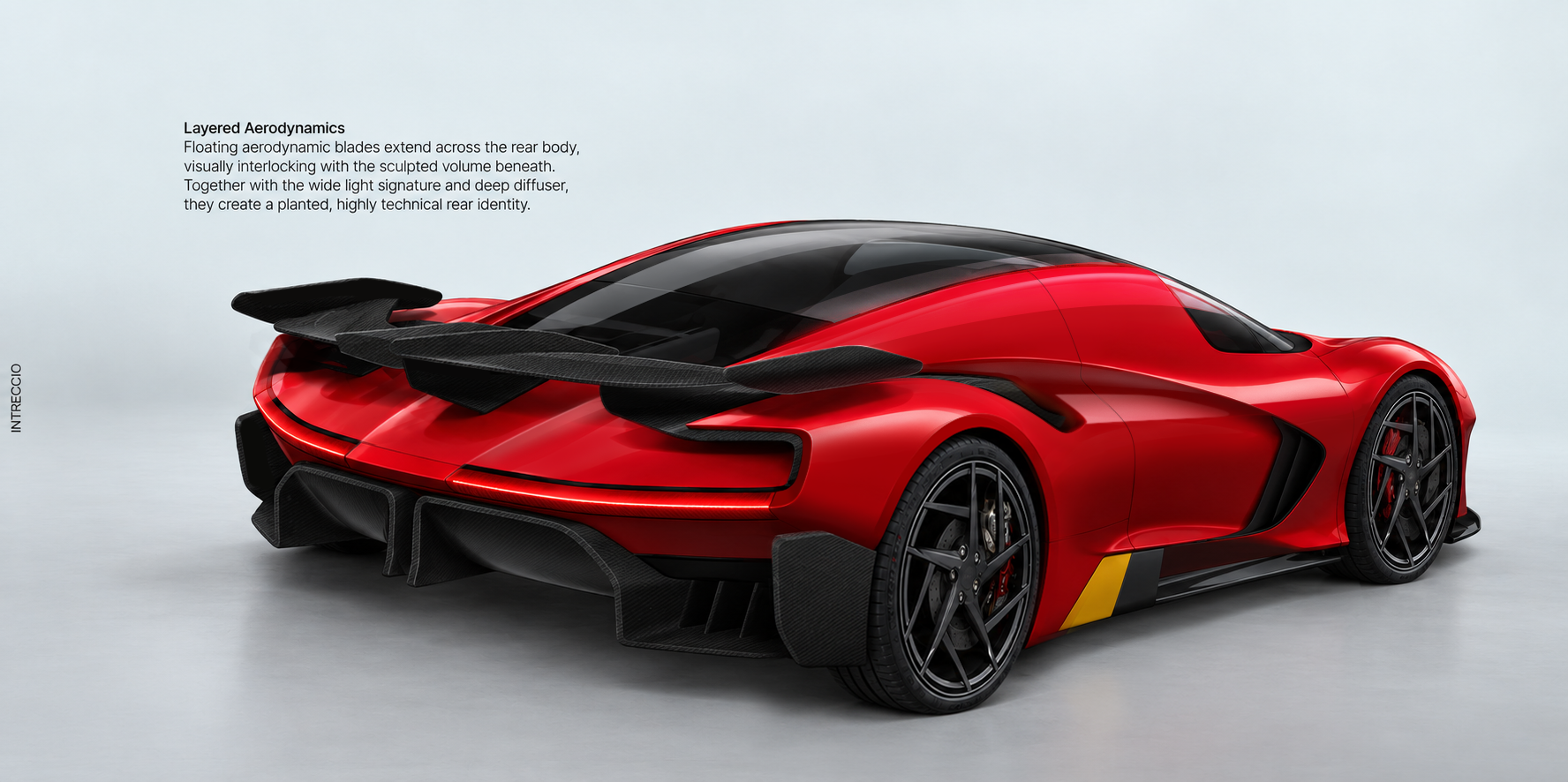 INTRECCIO electric supercar rear three-quarter view