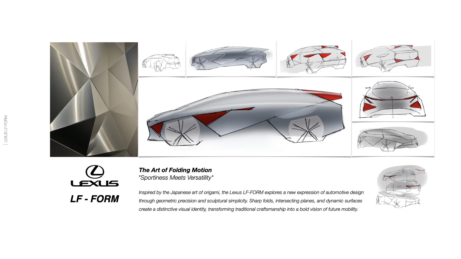Lexus LF-FORM origami inspiration and initial design sketches